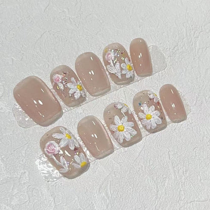 Floral-Inspired Press-On Nail Art Set Acalora