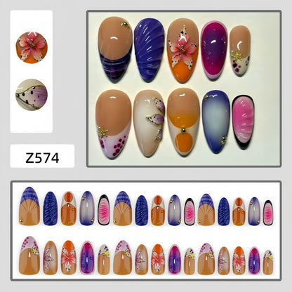 Artificial nails with colorful flower patterns Acalora
