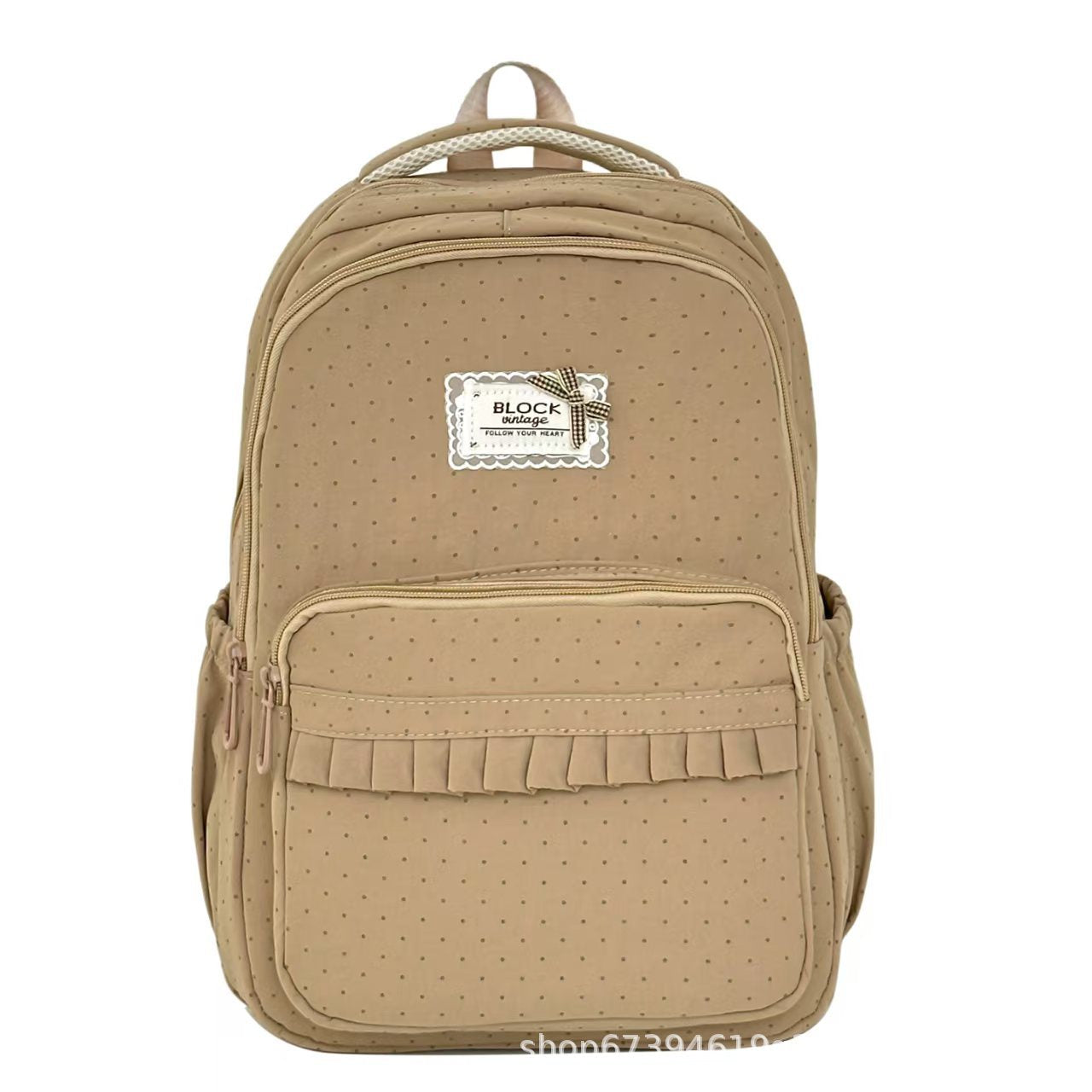 Stylish Polka Dot Ruffled Backpack Bowlift