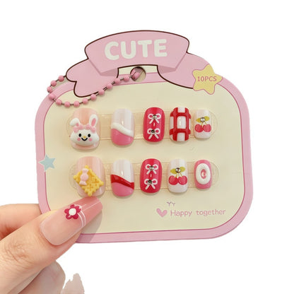 Playful artificial nail set with colorful designs Acalora