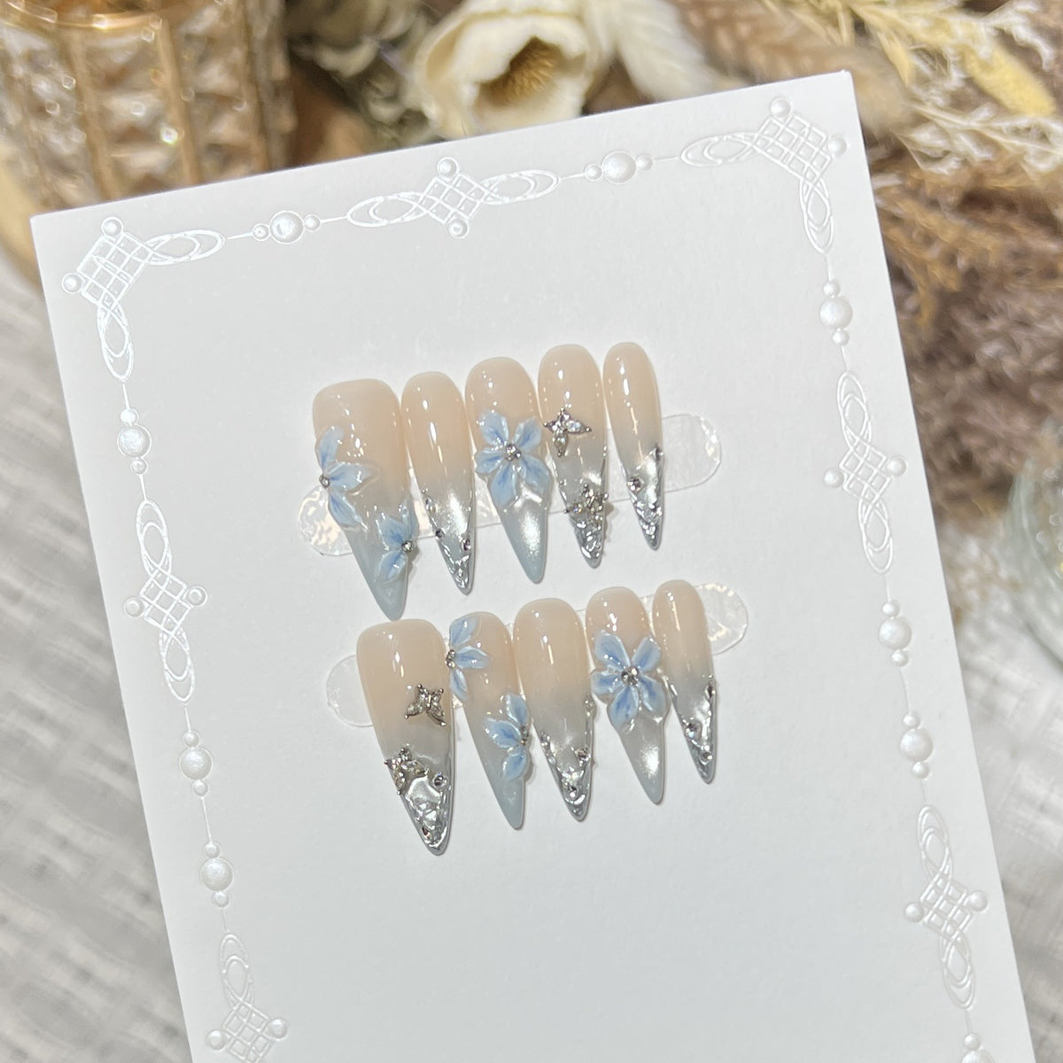 Elegant Stiletto Floral Press-On Nail Set Acalora