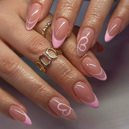 Elegant Stiletto Nail Art Tips with Heart Design Acalora
