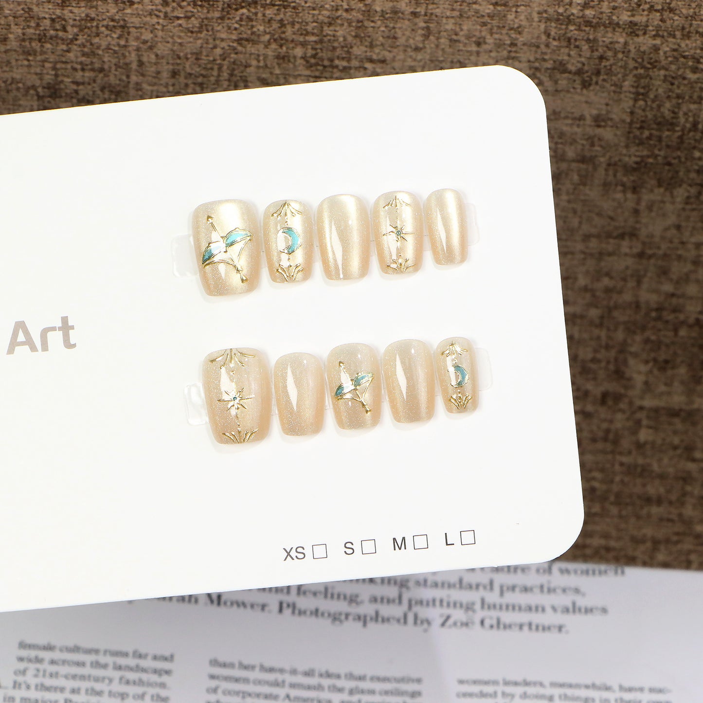 Artistic Press-On Nail Art Set with Botanical Accents Acalora