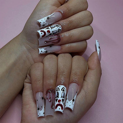Artistic Press-On Nail Set with Creative Halloween Designs Acalora