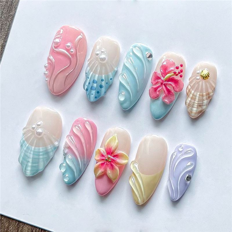 Artistic Sea-Inspired Shell Nail Art Set Acalora