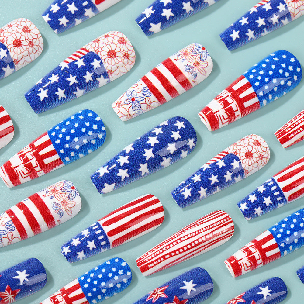 Creative Nail Art Artificial Nails in Patriotic Design Acalora