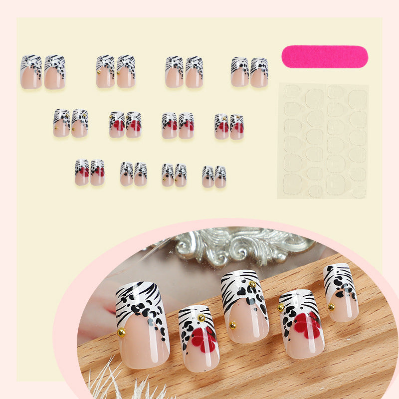 Creative Art Press-On Nail Set with Floral and Zebra Designs Acalora