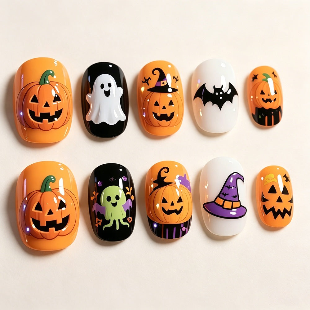 Artificial nails with spooky Halloween designs Acalora