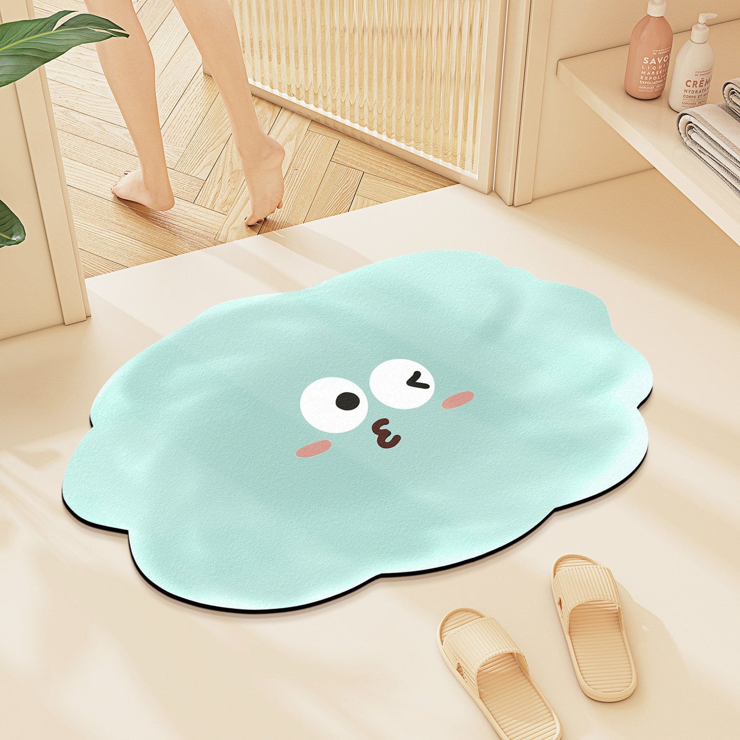 Playful Cloud-Shaped Bath Mat