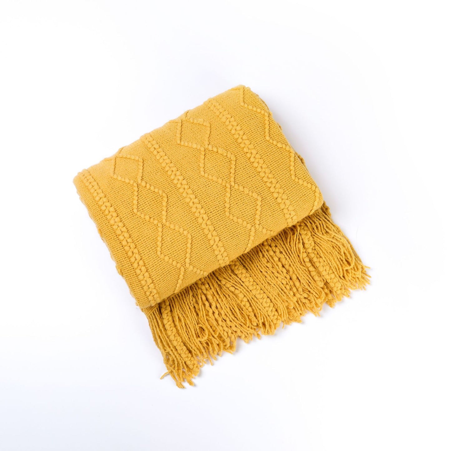 Unisex Cozy Decorative Fringe Throw Blanket