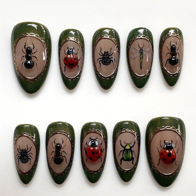 Artistic Insect-Themed Press-On Nail Set Acalora
