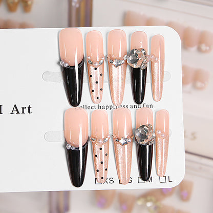 Artificial nail set with elegant glitter and 3D applications Acalora