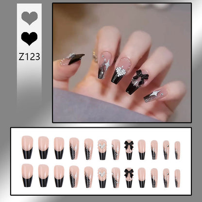 Acrylic nail set with glamorous 3D decorations and noble accents Acalora