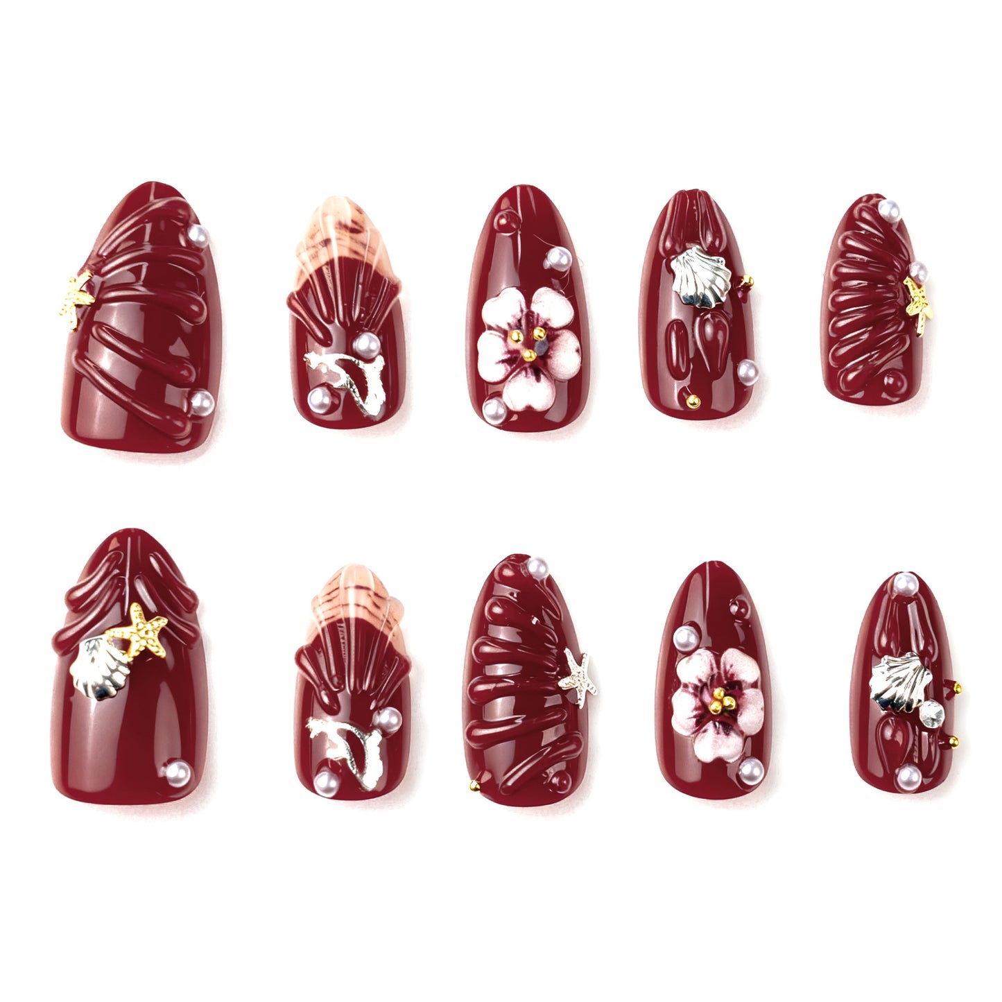 Nail art set with floral rhinestone decorations Acalora