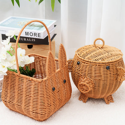 Decorative Animal-Shaped Woven Storage Basket Acalora