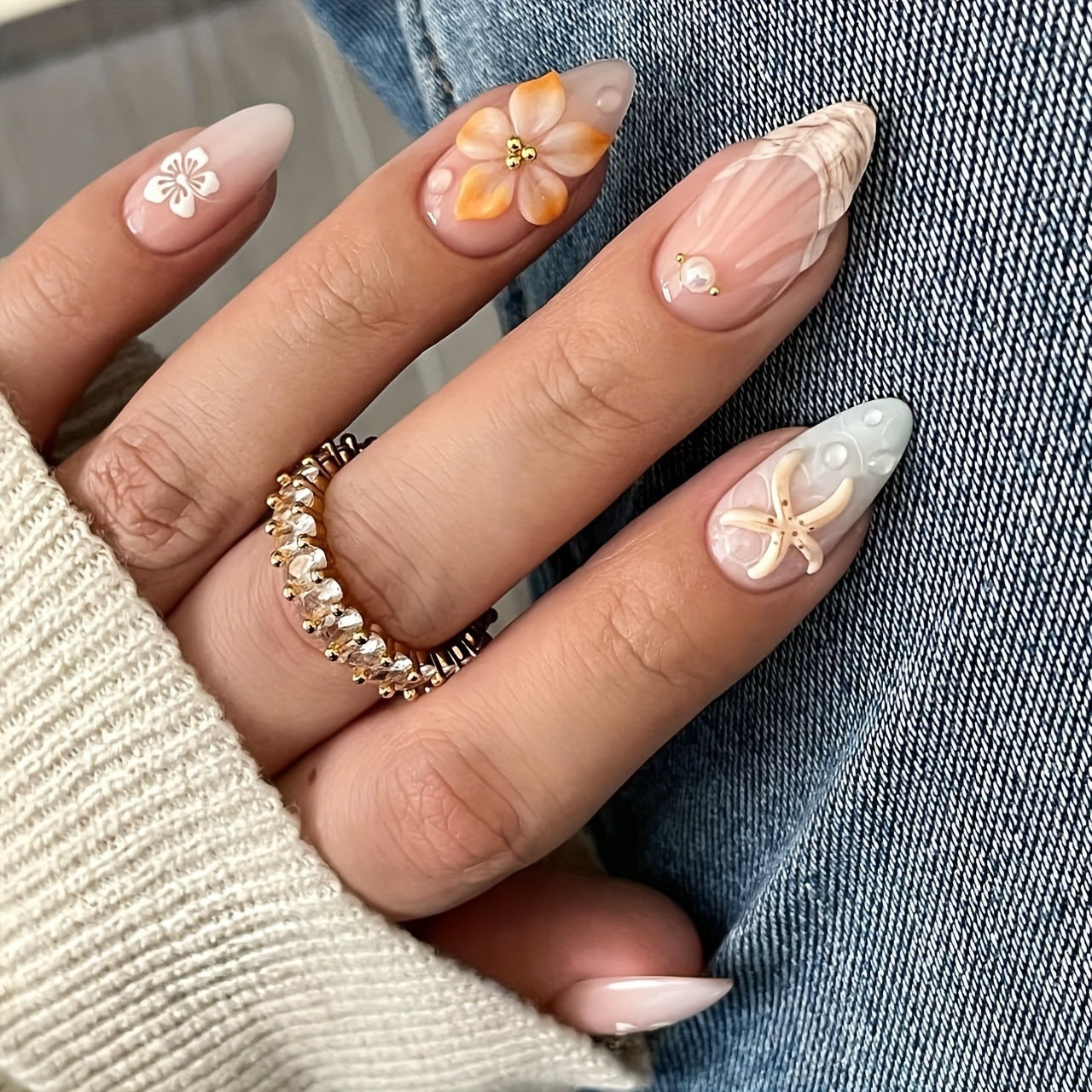 Artistic 3D Floral Press-On Nail Set Acalora