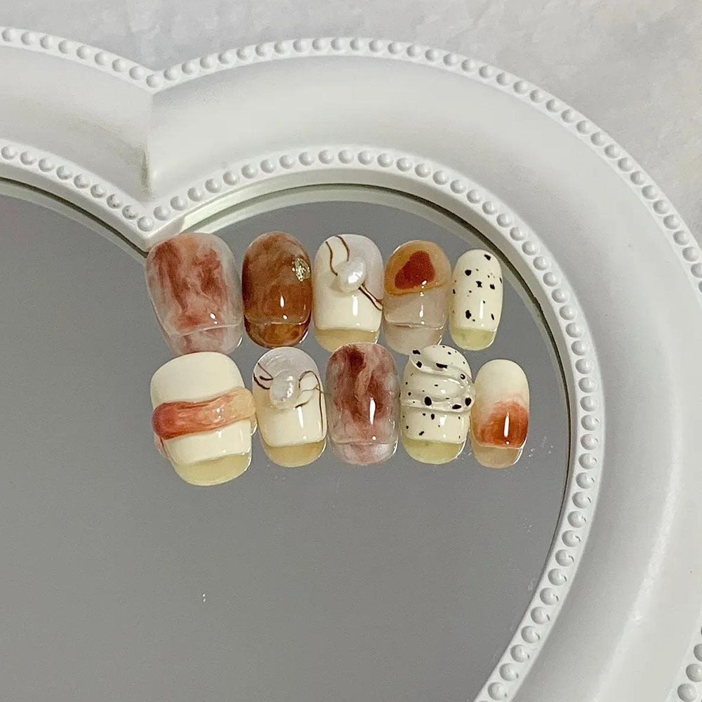 Artificial Nail Set with Elegant Marble Design Acalora