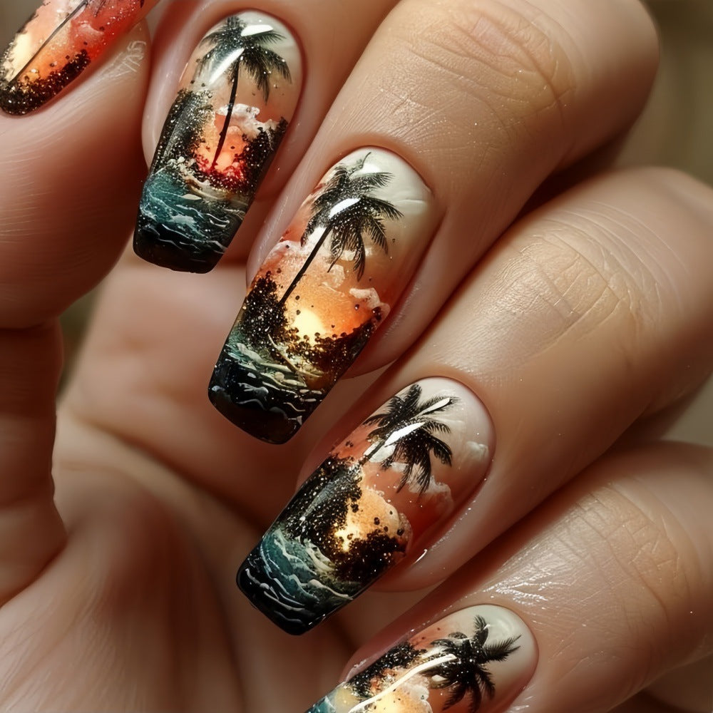 Artificial nails with tropical palm design Acalora