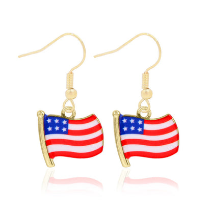 Women's lightweight star earrings with enamel flag design and fishhook Kalsten
