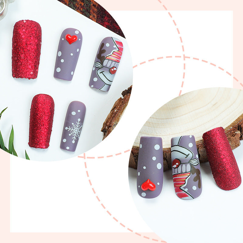 Festive Holiday-Themed Press-On Nail Set Acalora