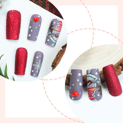 Festive Holiday-Themed Press-On Nail Set Acalora