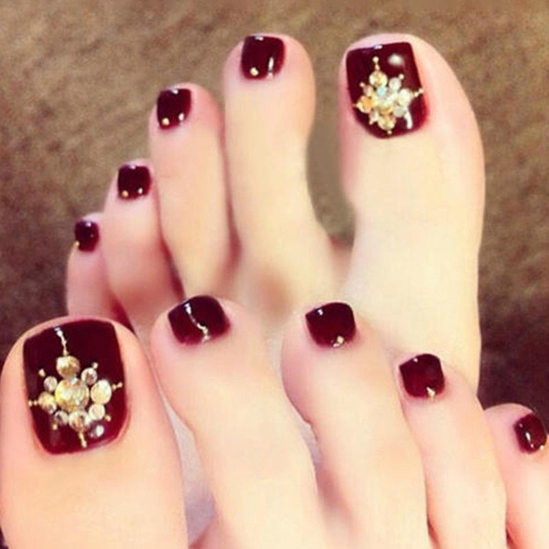 Premium Decorative Pedicure Press-On Nail Set Acalora