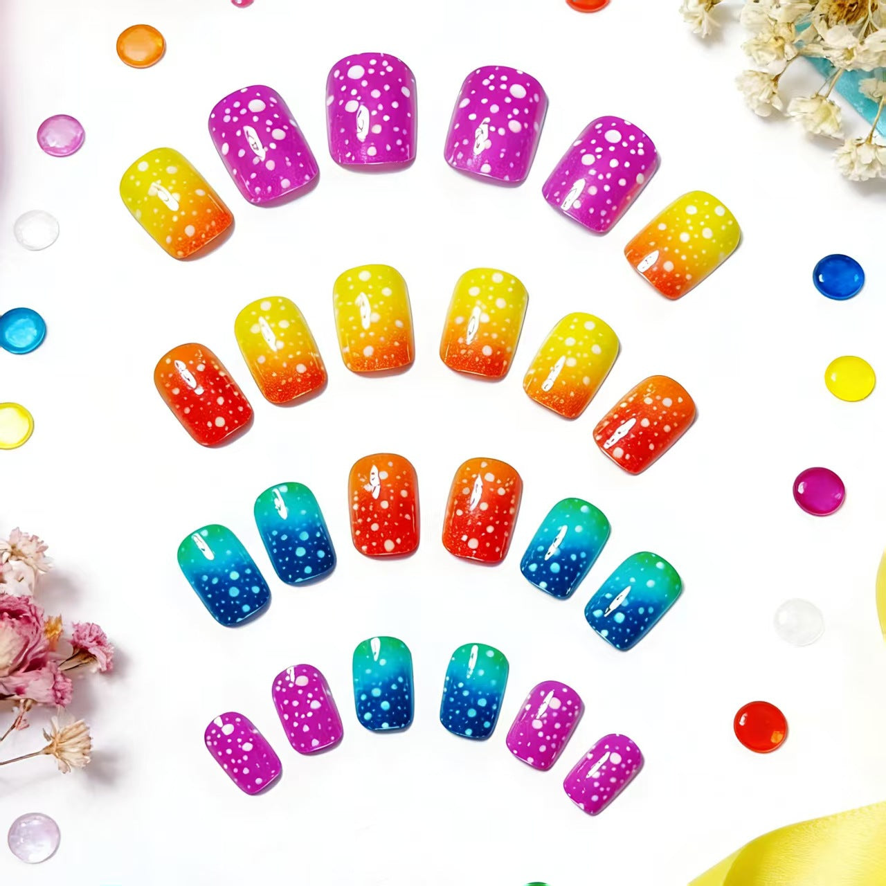 Vibrant Gradient Nail Art Acalora