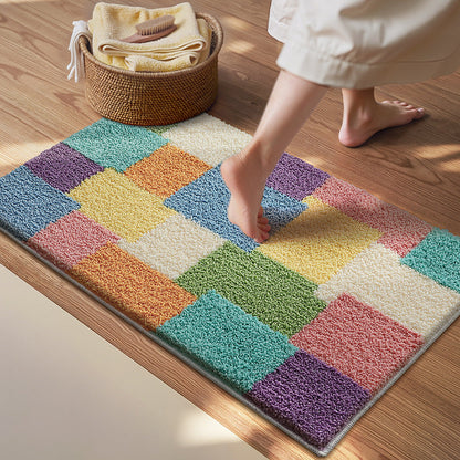 Textured Geometric Bath Rug