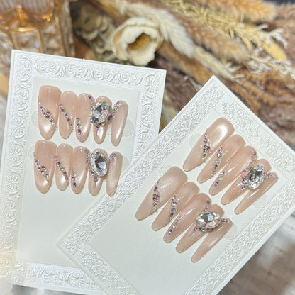 Glamorous Rhinestone-Embellished Stiletto Press-On Nails Acalora