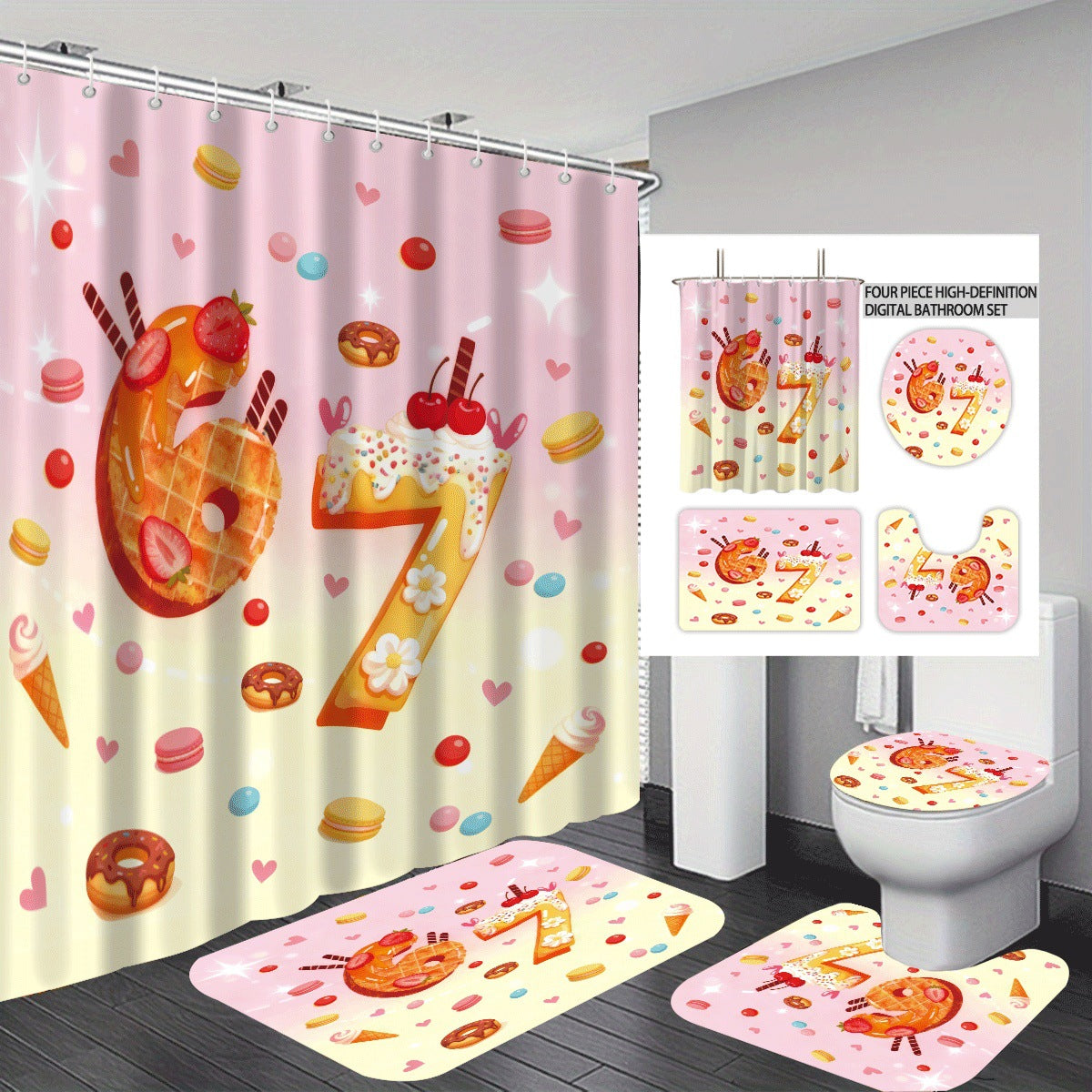 Colorful Dessert-Themed Bathroom Set