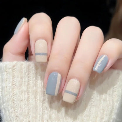 Artificial nails with modern geometric design and stylish gradient Acalora