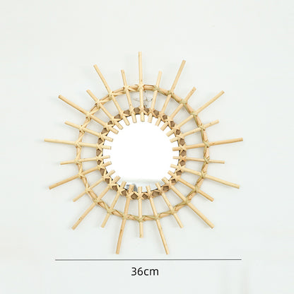 More Elegant Round Wall Mirror Made of Natural Rattan Acalora