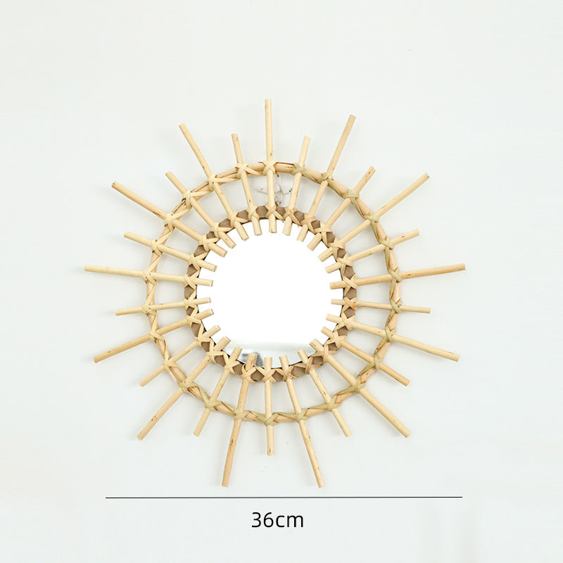 Round Wall Mirror with Rattan Design Acalora