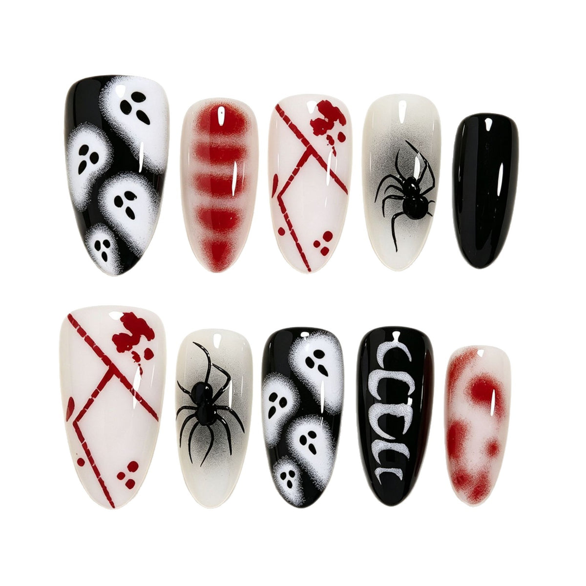 Halloween-Themed Artistic Press-On Nails Acalora