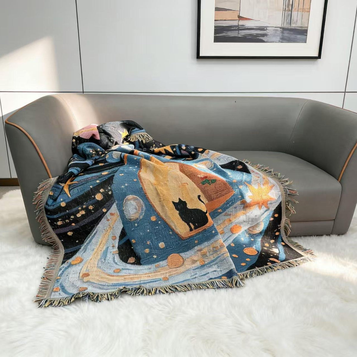 Artistic Space-Themed Throw Blanket