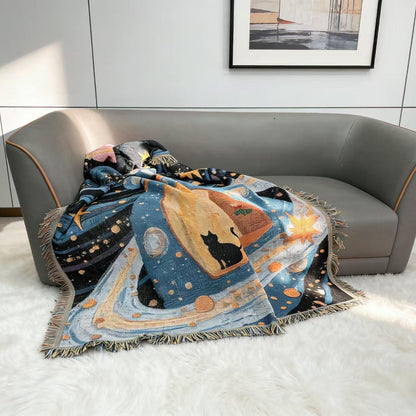 Artistic Space-Themed Throw Blanket