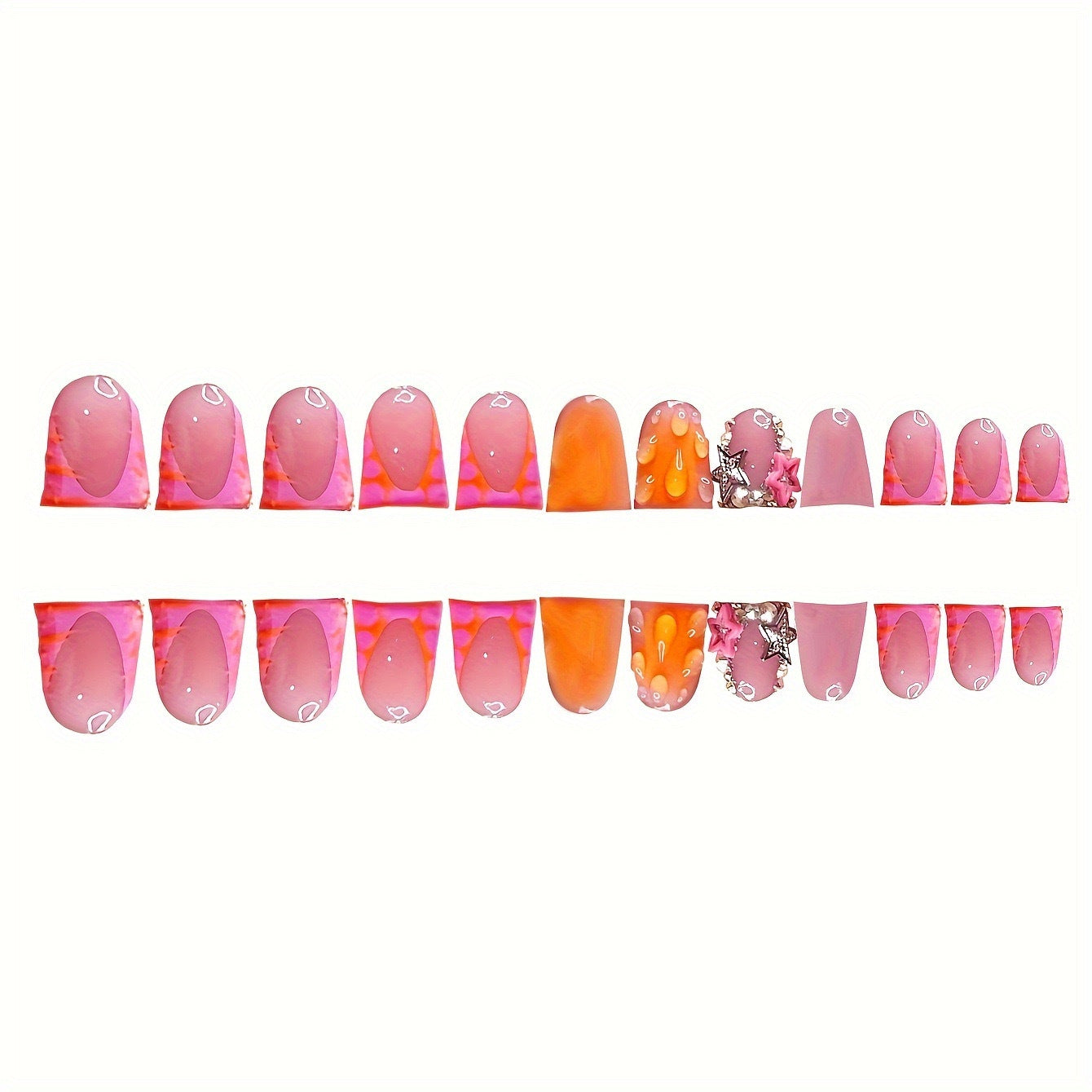 Artistic Press-On Nail Extensions with Summer Theme Acalora