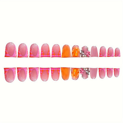 Artistic Press-On Nail Extensions with Summer Theme Acalora