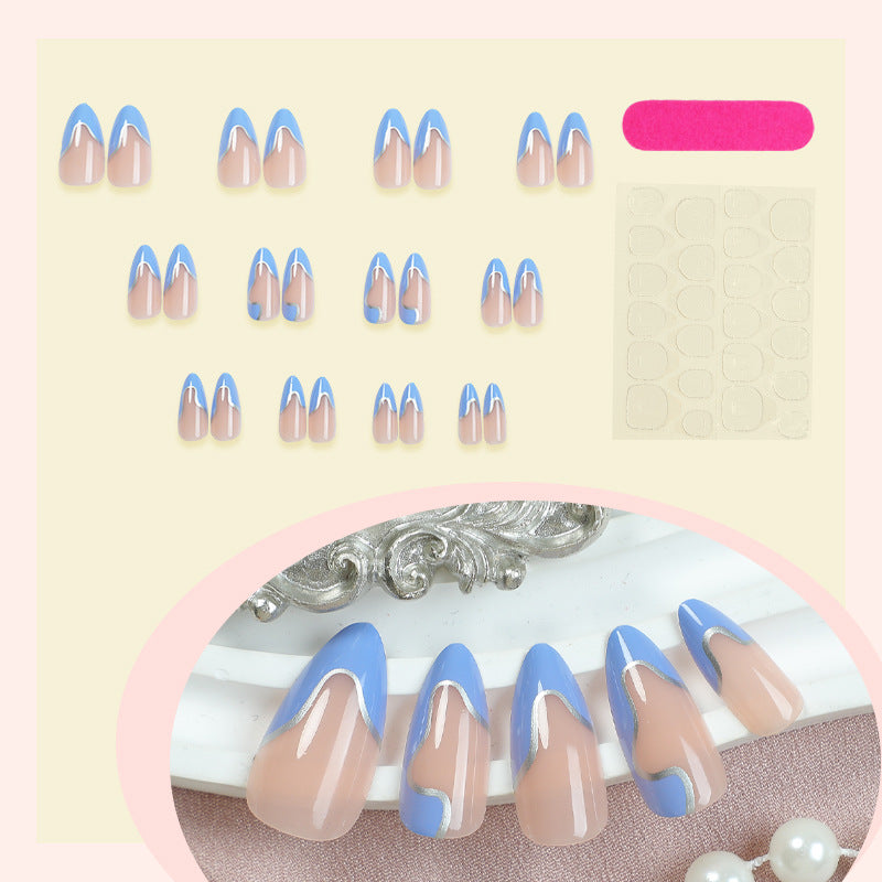 Artistic Press-On Nail Set with Modern Abstract Design Acalora