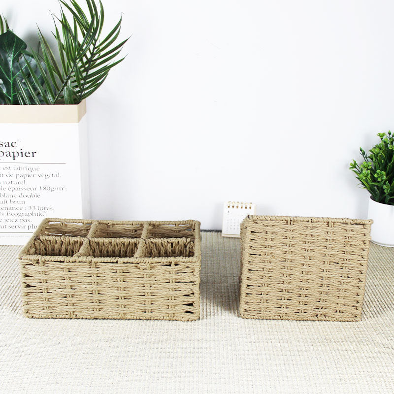 Multi-Sectional Woven Storage Basket Acalora