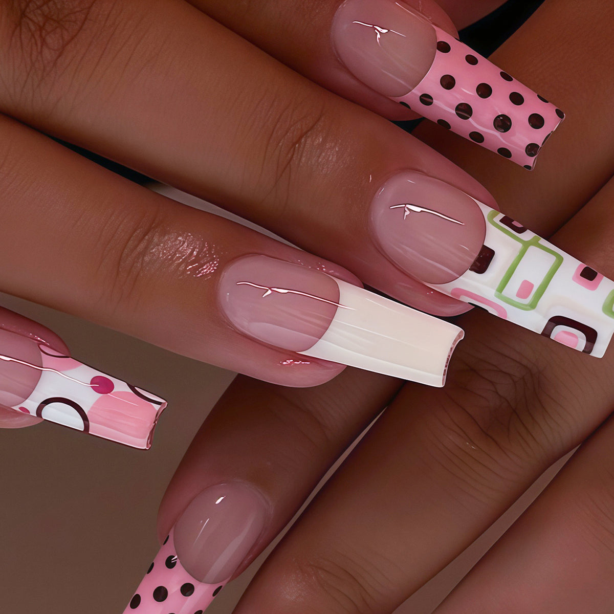 Decorative Long Press-On Nail Art Tips Acalora