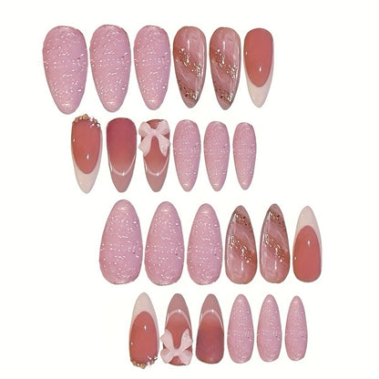 Elegant Stiletto Press-On Nail Set with Decorative Accent Acalora