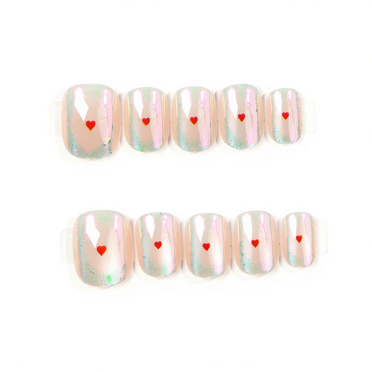 Heart-Embellished Press-On Nail Set Acalora