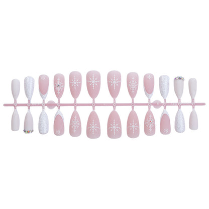 Elegant Press-On Nail Set with Winter Snowflake Designs Acalora