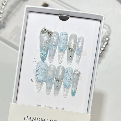 Decorative Rhinestone-Embellished Stiletto Nails Acalora