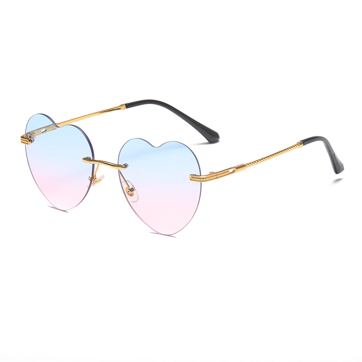 Women's Heart-shaped Sunglasses with mirrored lenses and golden frame Karnz