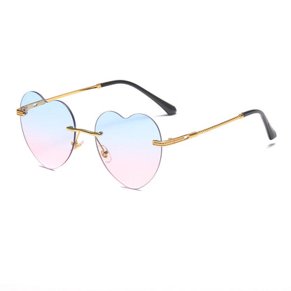 Women's Heart-shaped Sunglasses with mirrored lenses and golden frame Karnz