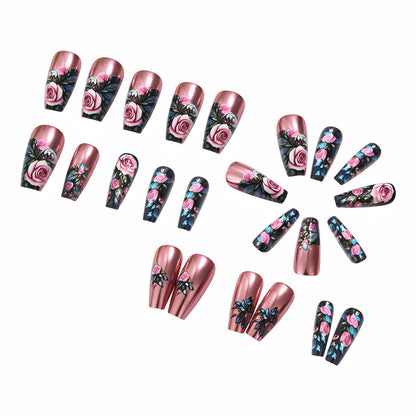 Artificial nails with floral rose pattern Acalora