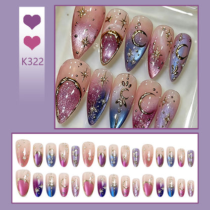 Nail art set with glamorous star and moon designs Acalora