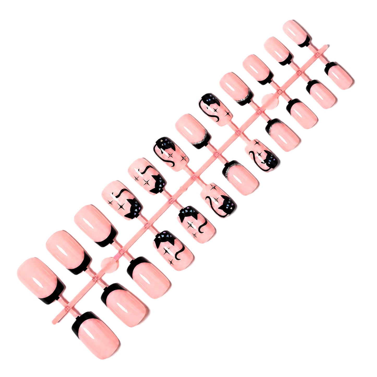 Decorative Cat-Themed Press-On Nail Set Acalora